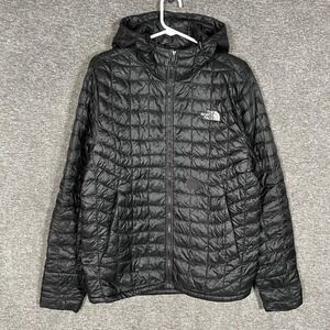 The North Face ThermoBall Jacket Mens Small Black Hooded Puffer Insulated Zip